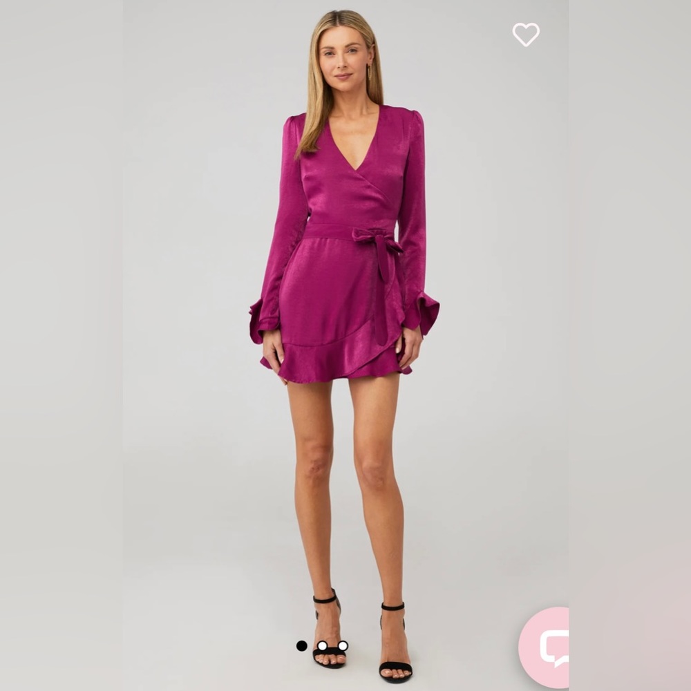 Donna Mizani Satin Mini Wrap Dress